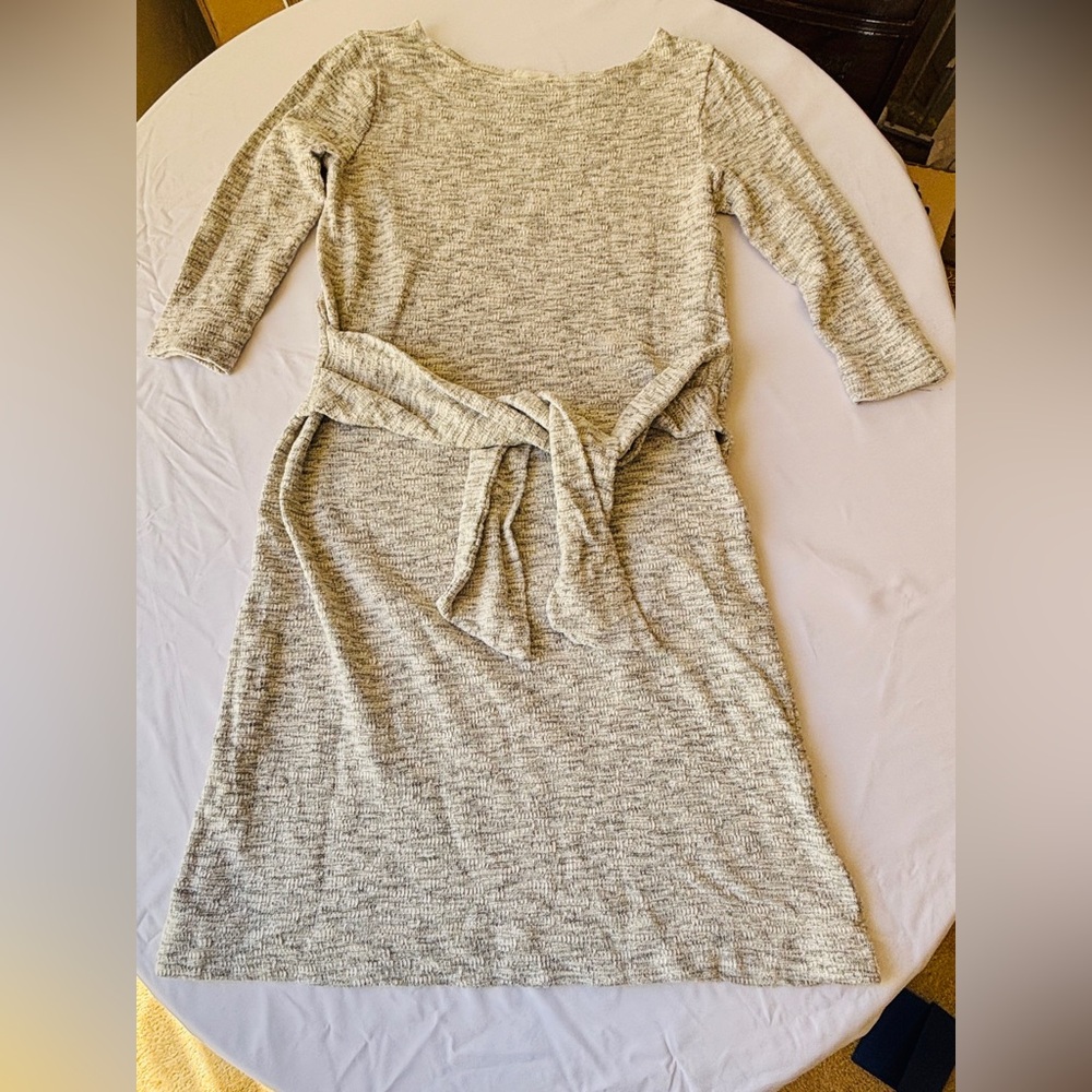 Anthropologie T.La Gray Knee Length Sweater Dress Women’s Size Small Front Tie - Picture 8 of 12